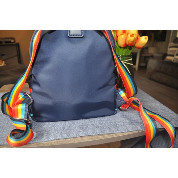 Disney Cruise Line Loungefly Mini Backpack Navy Rainbow Stripe DCL Bag